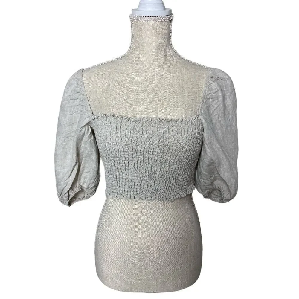 Reformation Scarlett Linen Cream Two Piece Set Size 8